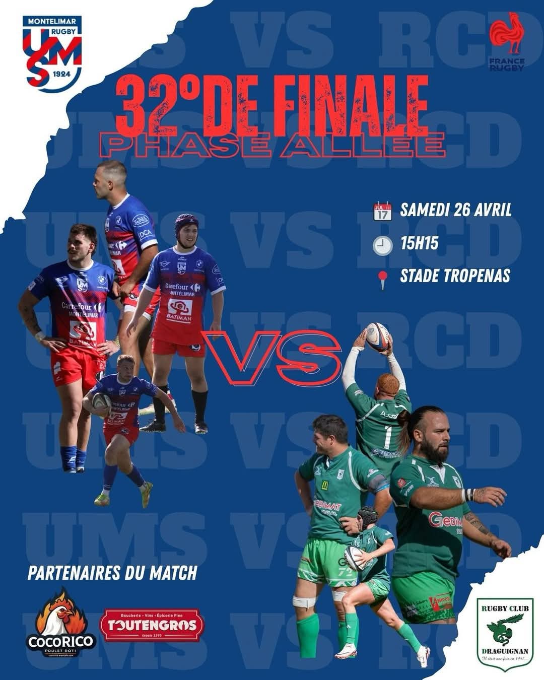 Cocorico Partenaire des 32eme de finale de L'UMS RUGBY
